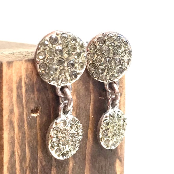 Silver-toned bling drop earrings - Picture 1 of 7